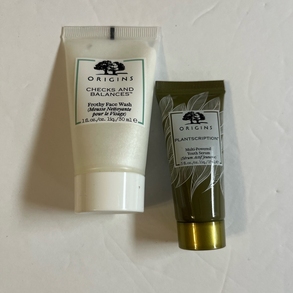 Origins frothy face wash and multi-powered youth serum